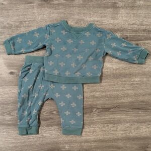 Cloud Island Blue and Grey “+” Print Matching Set